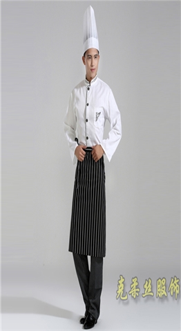 饭店白色双排扣厨师服订制