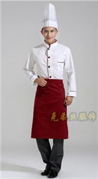 长袖单排扣厨师工作服订制