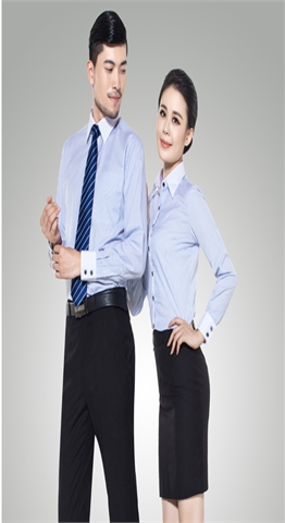 服装厂家定制男女士白衬衫长袖工作服定做商务修身服装条纹青年职业装衬衣