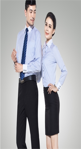 服装厂家定制男女士白衬衫长袖工作服定做商务修身服装条纹青年职业装衬衣